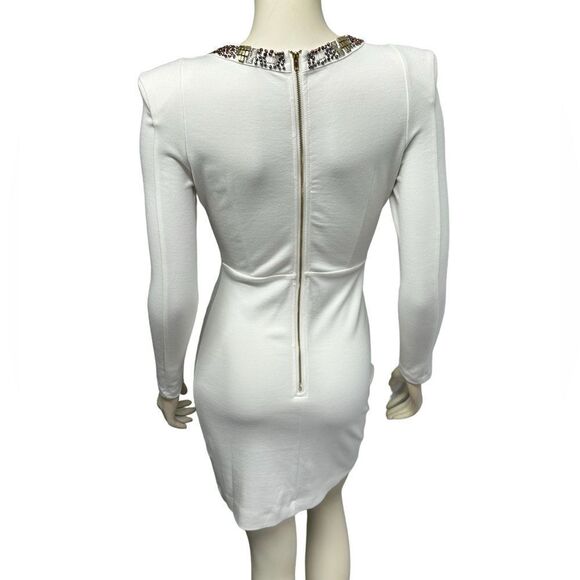 VENUS White Mini Dress with Beaded Detail - Picture 4 of 15